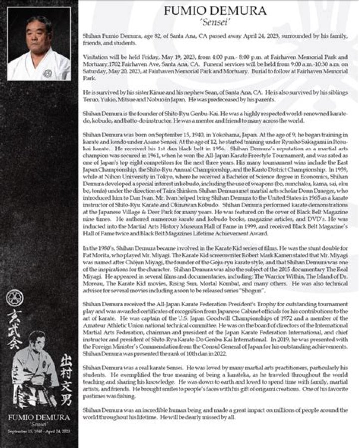 Fumio Demura Death: Obituary, Cause Of Death, Funeral