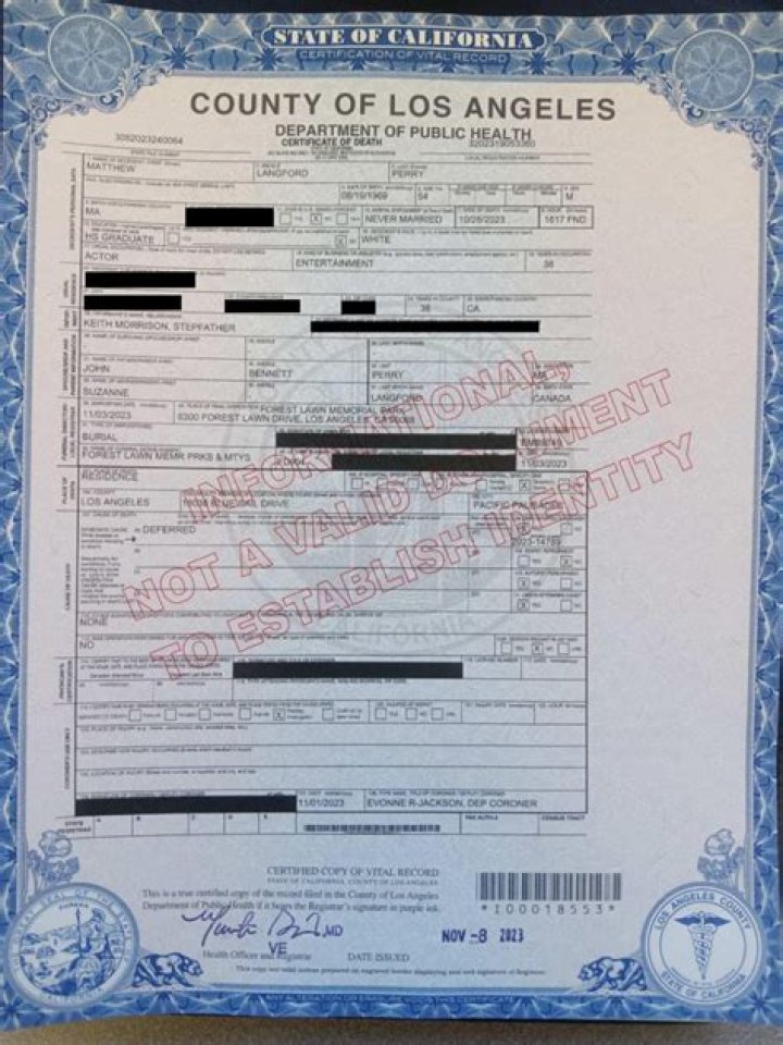 Matthew Perry Death Certificate Released : What does it reveal? - SarkariResult