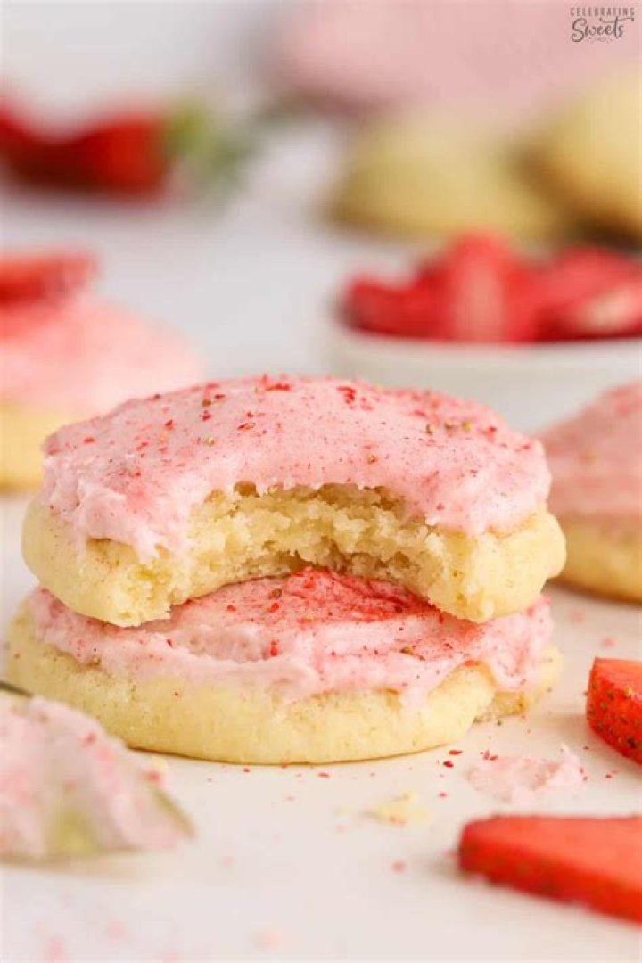 Sugar Cookies with Strawberry Frosting
